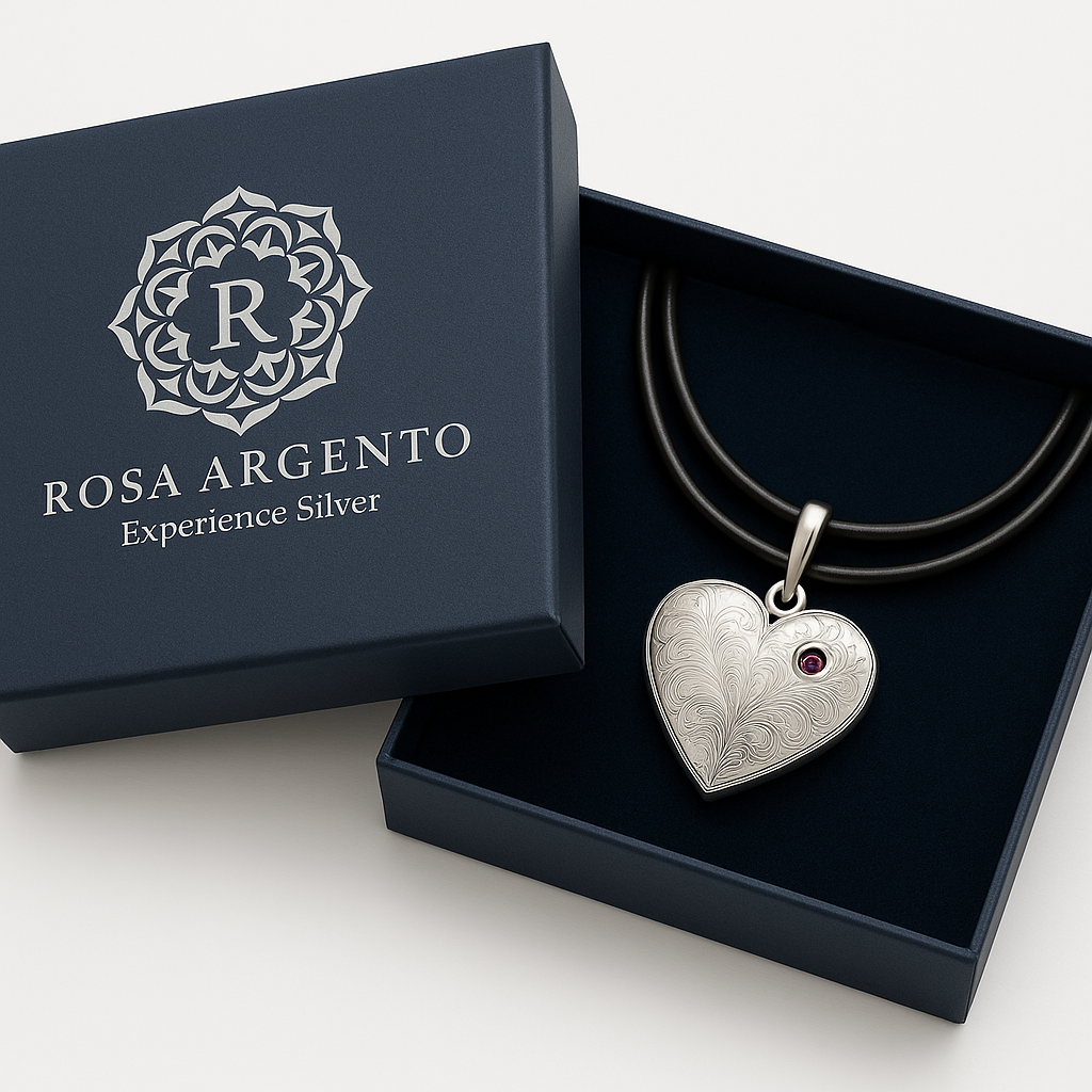 Heart Pendant with Rosa Argento Box