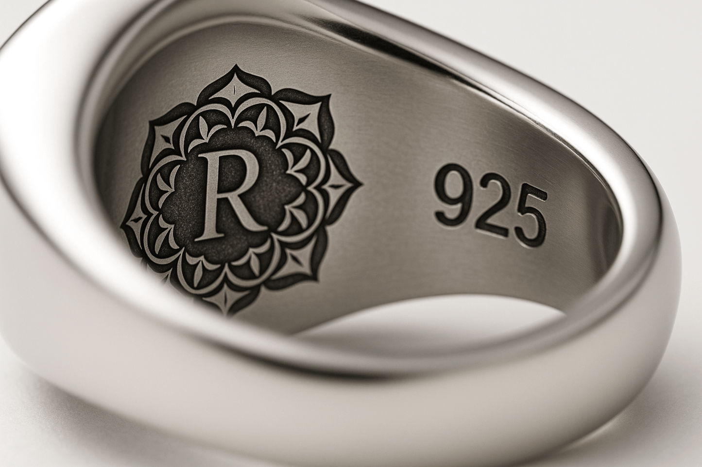 Sterling Silver Signature Ring - Handcrafted Jewelry S101925 - Rosa argento