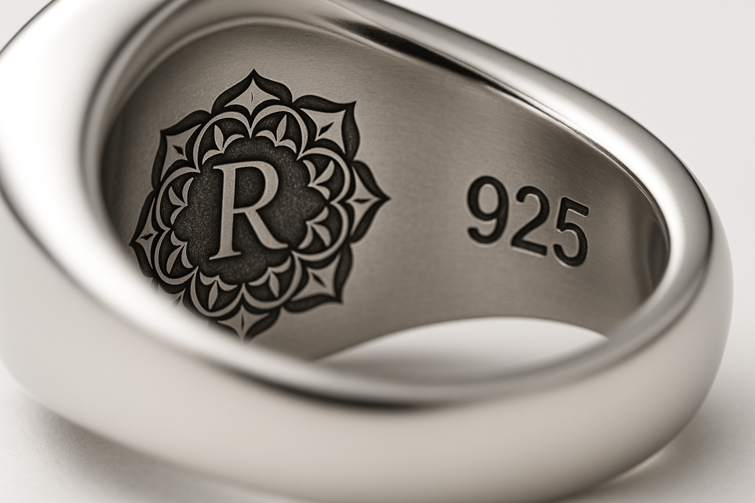 Sterling Silver Signature Ring - Handcrafted Jewelry S101925 - Rosa argento