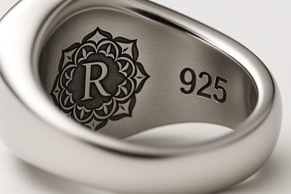 Sterling Silver Signature Ring - Handcrafted Jewelry S101925 - Rosa argento