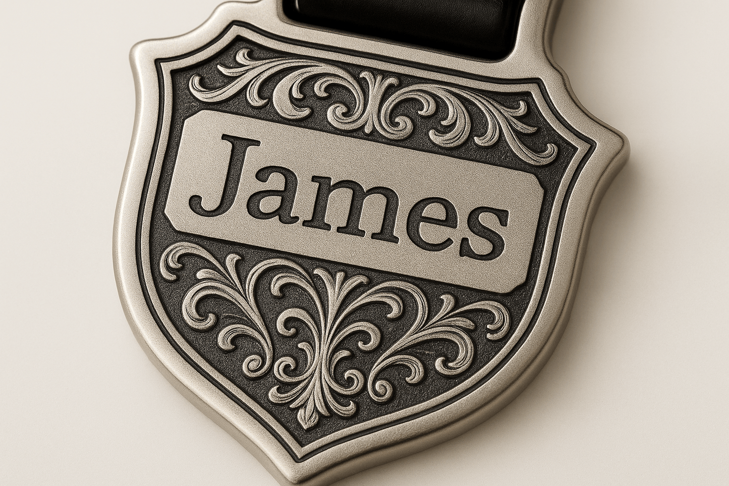Km3 Silver Shield Keychain with Custom Engraving - Premium Quality S501025 - Rosa argento