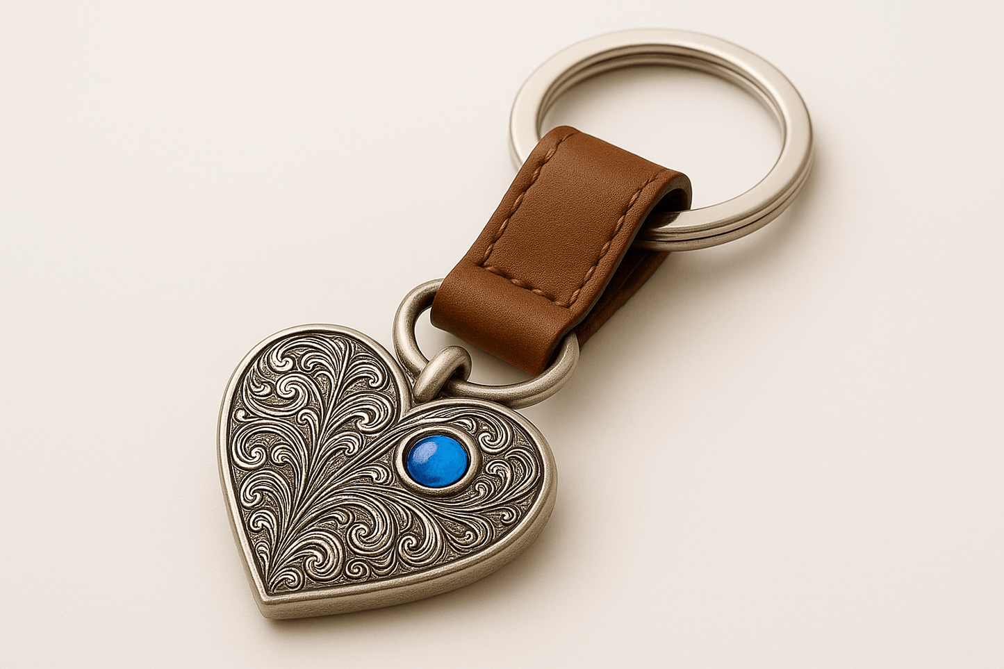 Ks14 Silver Heart Keychain - Premium Quality S501425 - Rosa argento