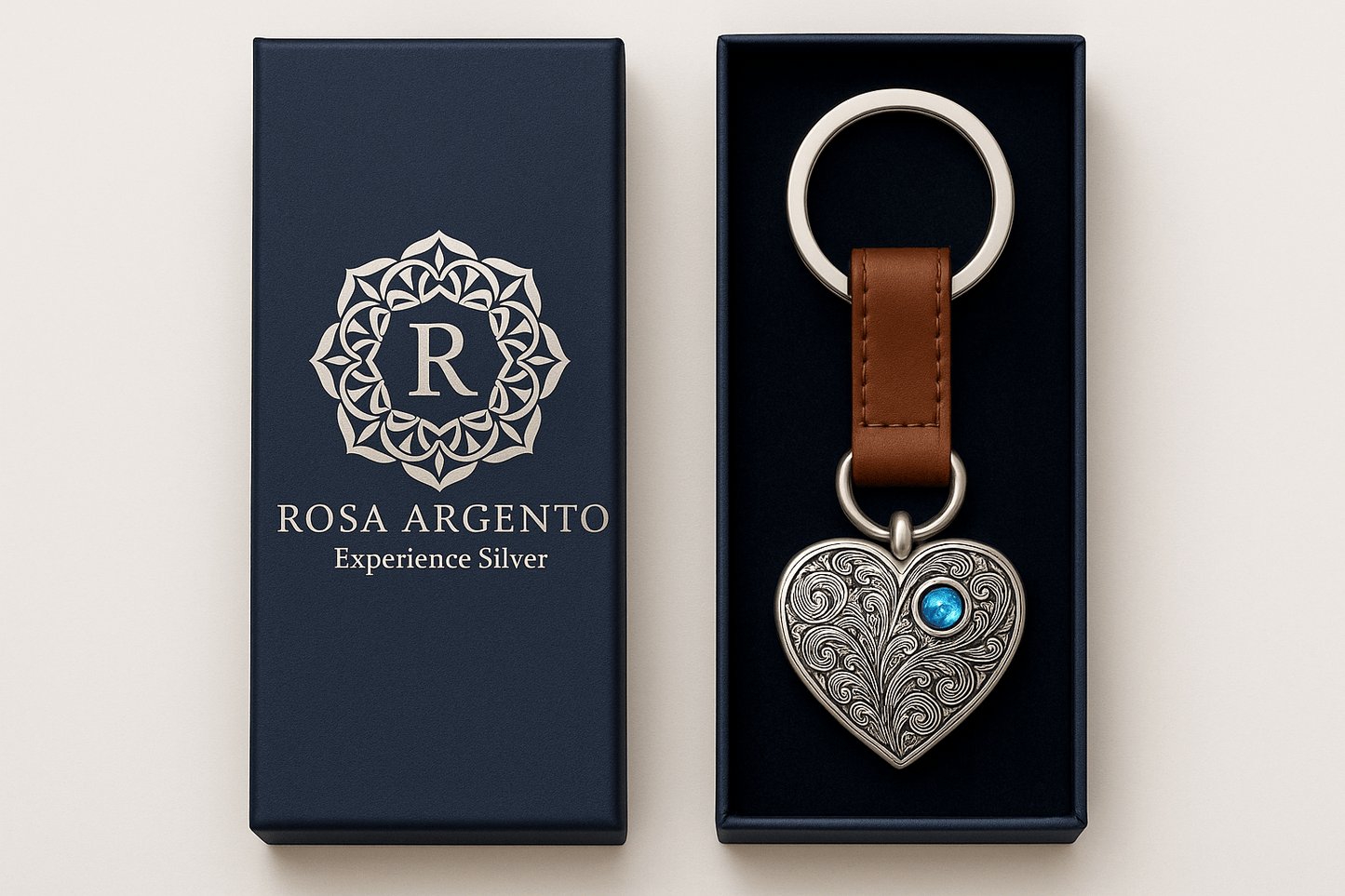 Ks14 Silver Heart Keychain - Premium Quality S501425 - Rosa argento