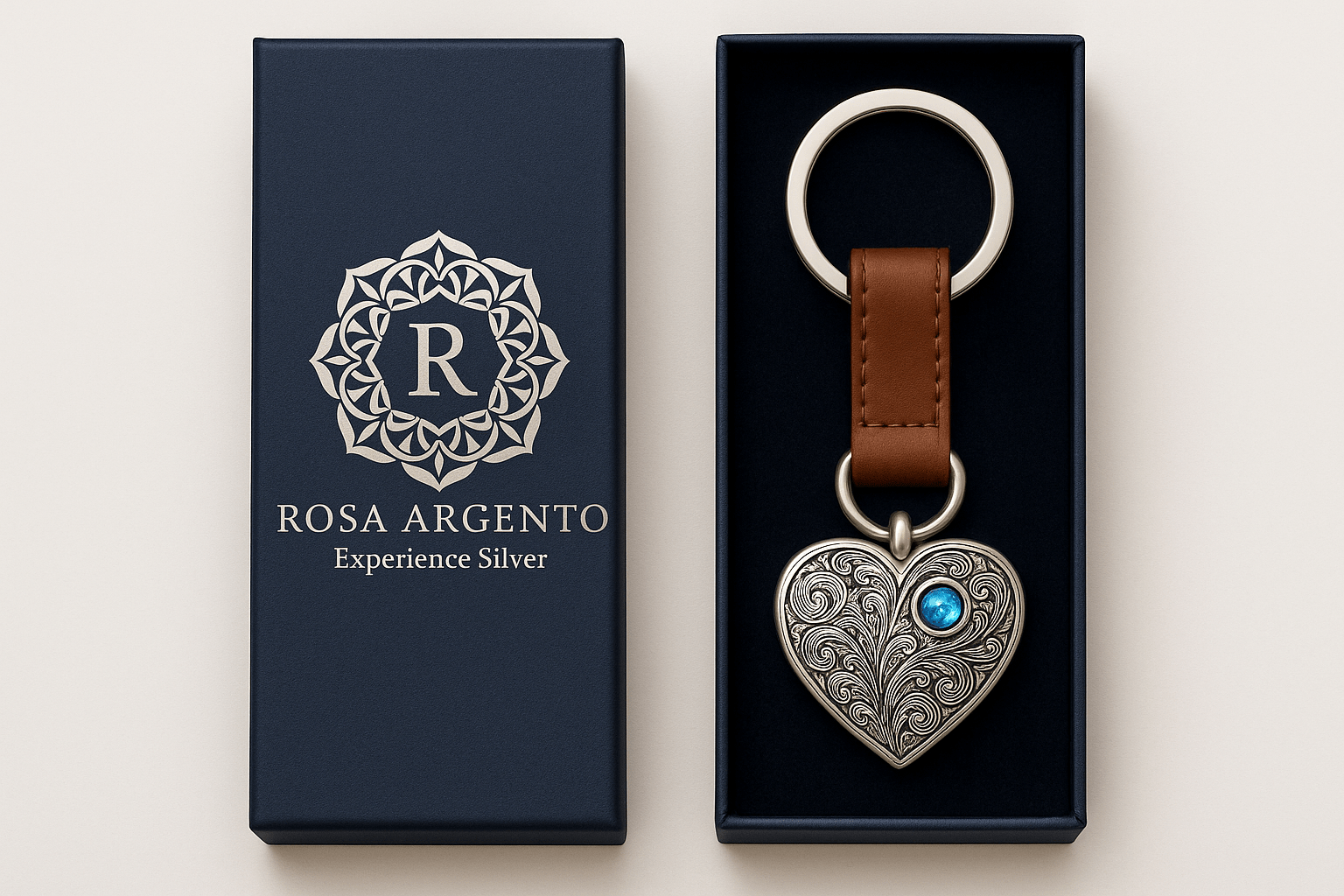 Ks14 Silver Heart Keychain - Premium Quality S501425 - Rosa argento