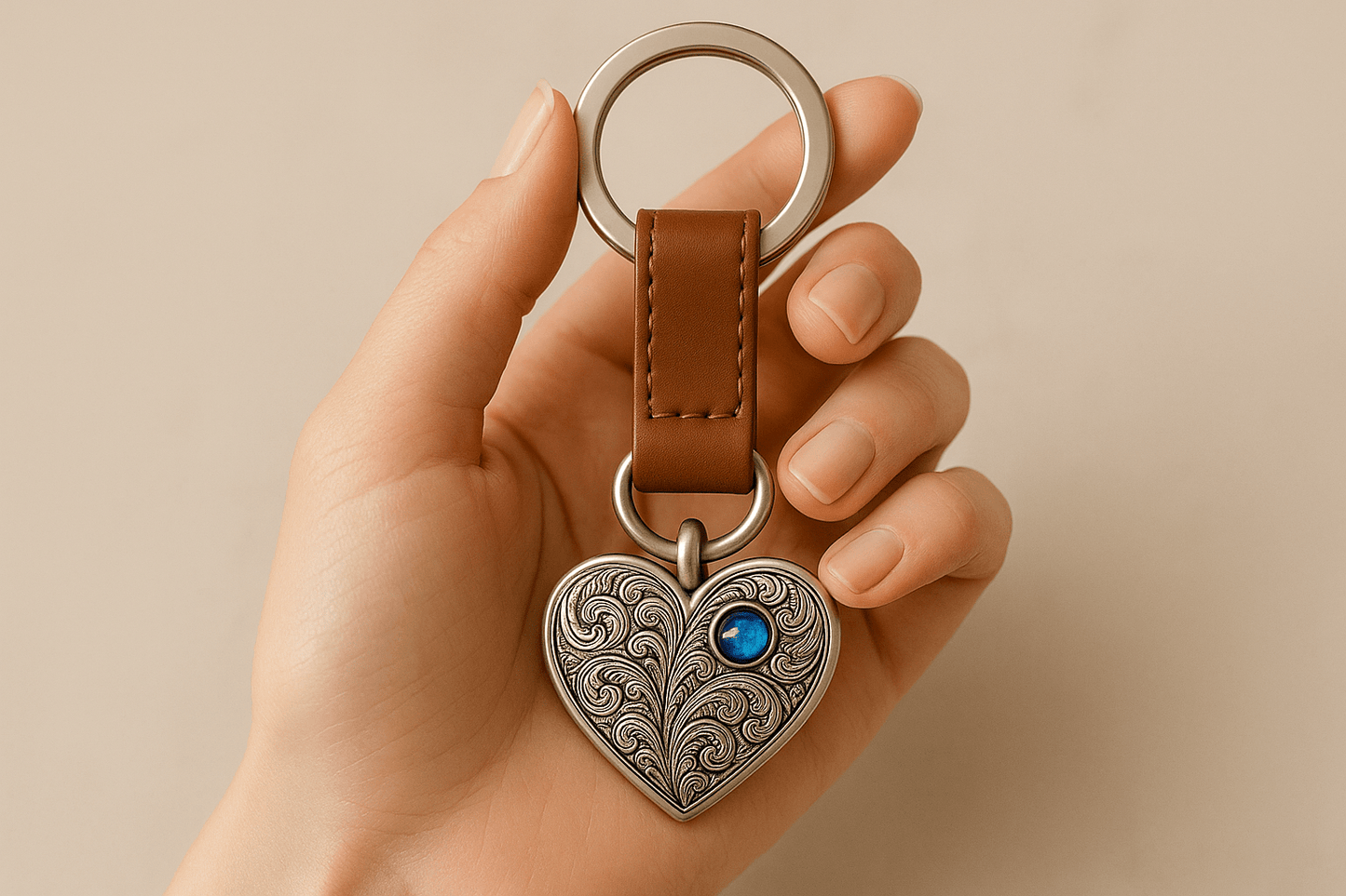 Ks14 Silver Heart Keychain - Premium Quality S501425 - Rosa argento