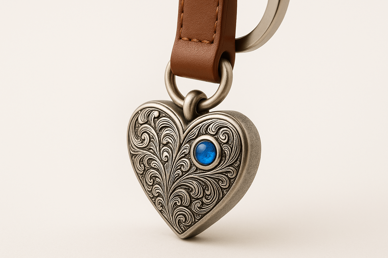 Ks14 Silver Heart Keychain - Premium Quality S501425 - Rosa argento