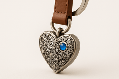 Ks14 Silver Heart Keychain - Premium Quality S501425 - Rosa argento