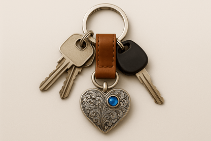 Ks14 Silver Heart Keychain - Premium Quality S501425 - Rosa argento