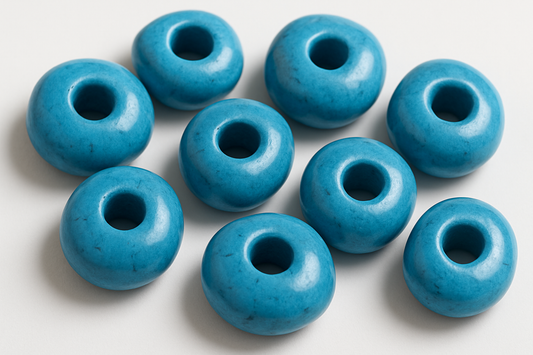 Medium blue chunky turquoise pebbles with large holes for leather chain