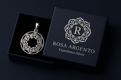 Sterling Silver Pendant - Handcrafted Necklace Charm S201925 - Rosa argento