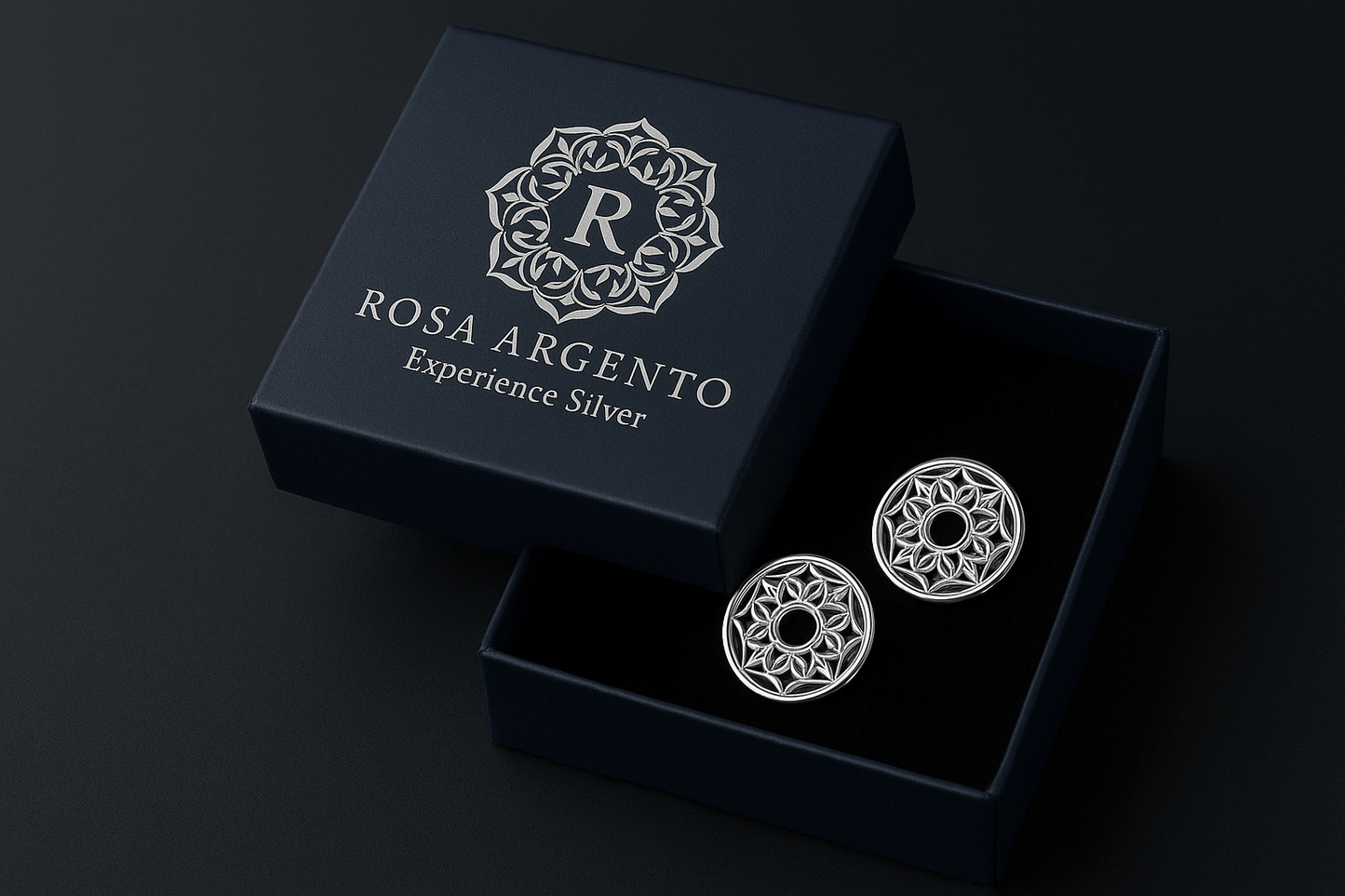 Sterling Silver Signature Earrings - Handcrafted Jewelry S400325 - Rosa argento