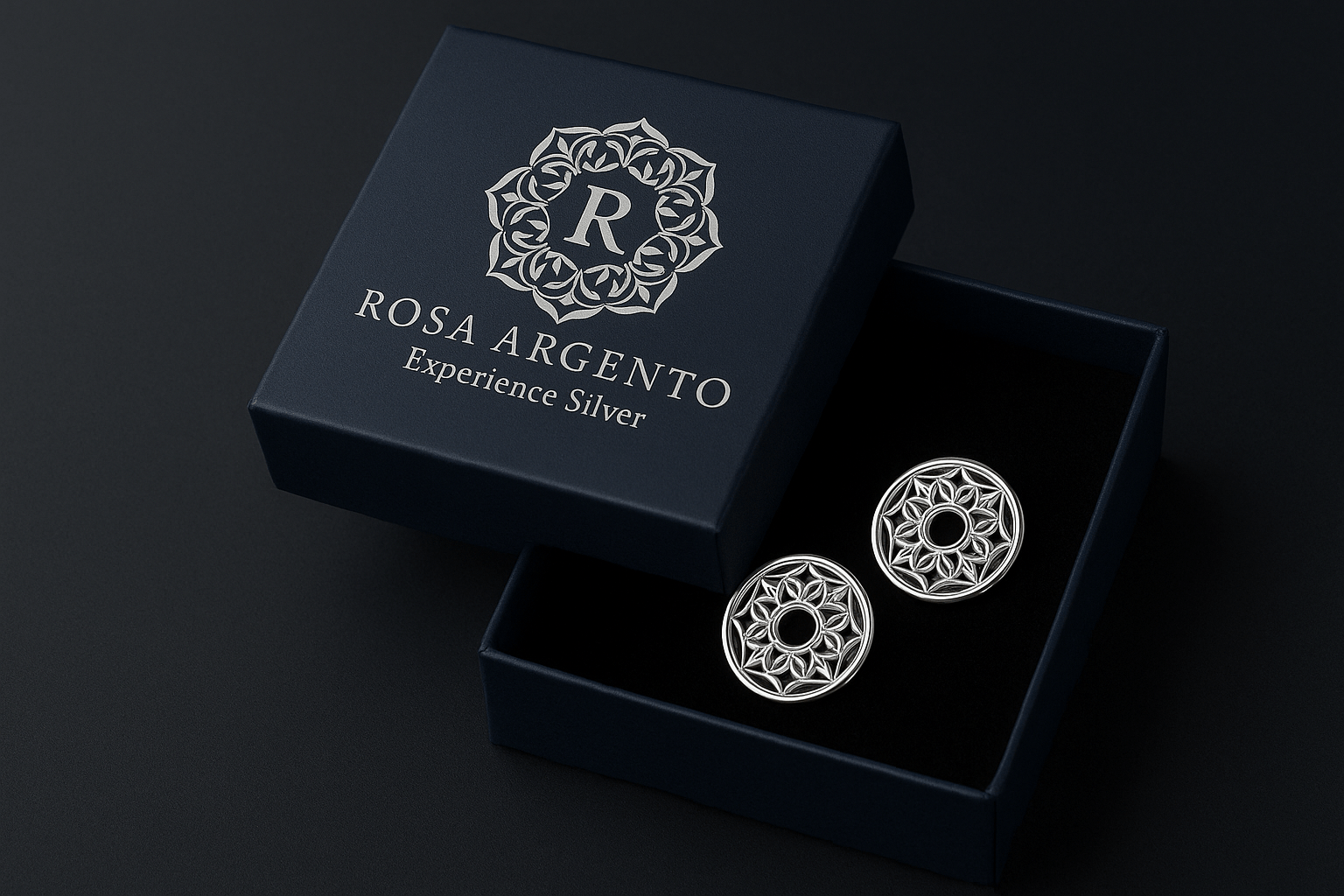 Sterling Silver Signature Earrings - Handcrafted Jewelry S400325 - Rosa argento