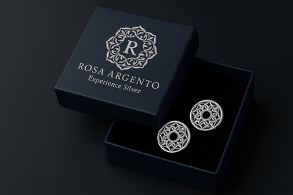 Sterling Silver Signature Earrings - Handcrafted Jewelry S400325 - Rosa argento