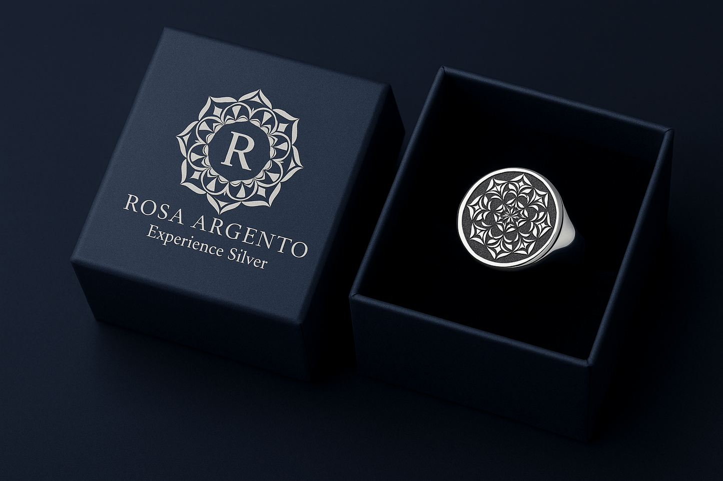 Sterling Silver Signature Ring - Handcrafted Jewelry S101925 - Rosa argento