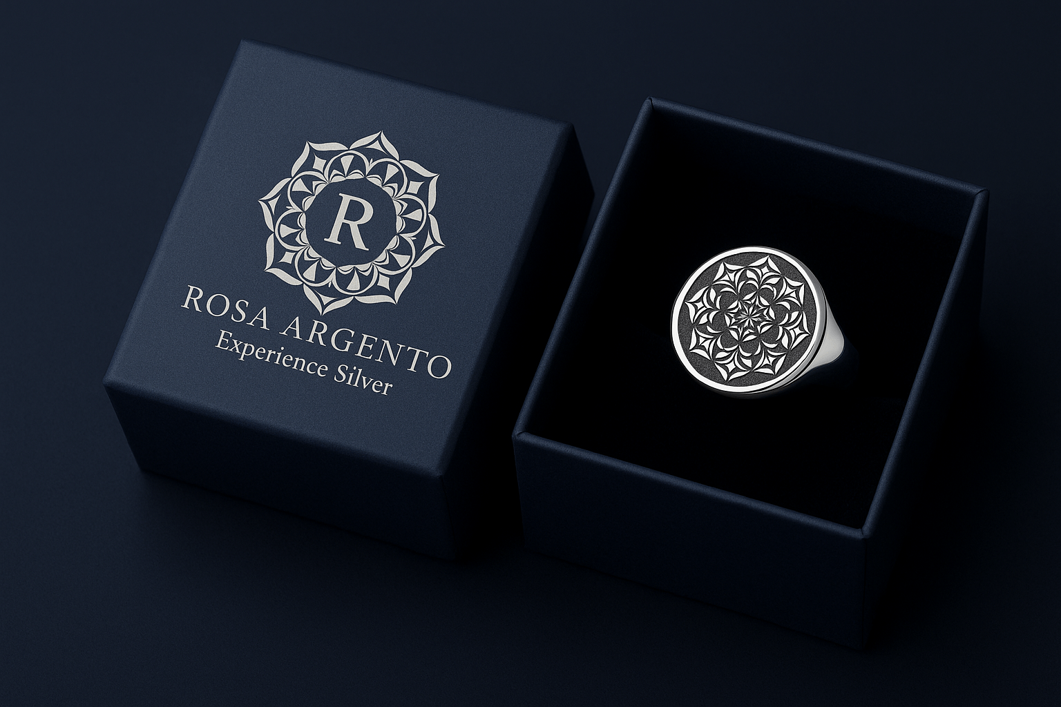 Sterling Silver Signature Ring - Handcrafted Jewelry S101925 - Rosa argento