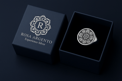 Sterling Silver Signature Ring - Handcrafted Jewelry S101925 - Rosa argento