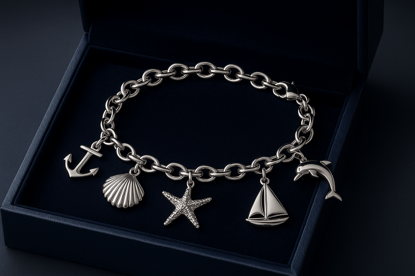 Sterling Silver Charm Bracelet - Handcrafted Jewelry S301525 - Rosa argento