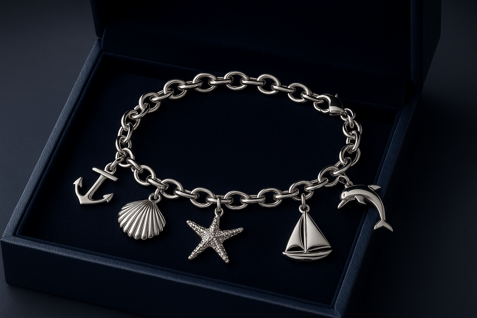 Sterling Silver Charm Bracelet - Handcrafted Jewelry S301525 - Rosa argento