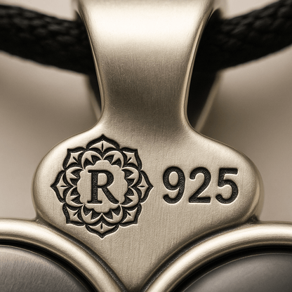 Rosa Argento Silver Heart Pendant with Black Inlay - 925 Sterling Silver - S201625 - Rosa argento