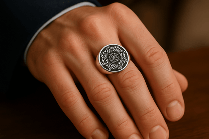 Sterling Silver Signature Ring - Handcrafted Jewelry S101925 - Rosa argento