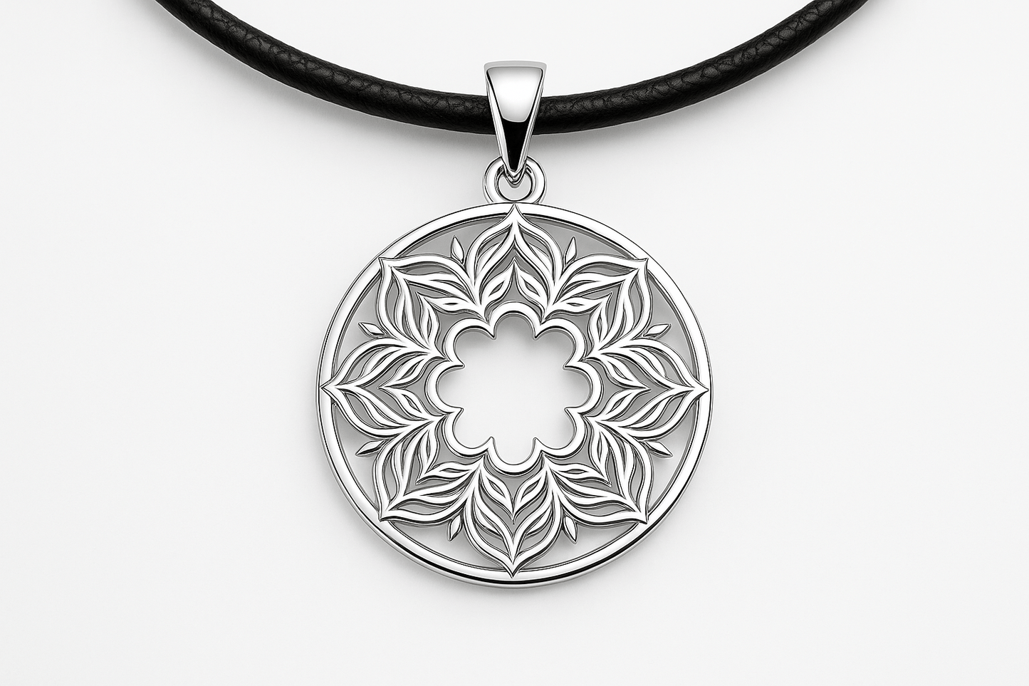 Sterling Silver Pendant - Handcrafted Necklace Charm S201925 - Rosa argento