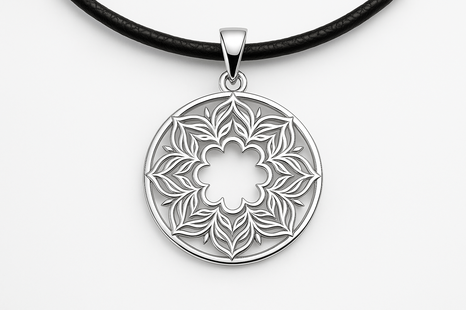 Sterling Silver Pendant - Handcrafted Necklace Charm S201925 - Rosa argento