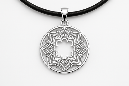 Sterling Silver Pendant - Handcrafted Necklace Charm S201925 - Rosa argento