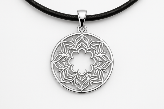 Sterling Silver Pendant - Handcrafted Necklace Charm S201925 - Rosa argento