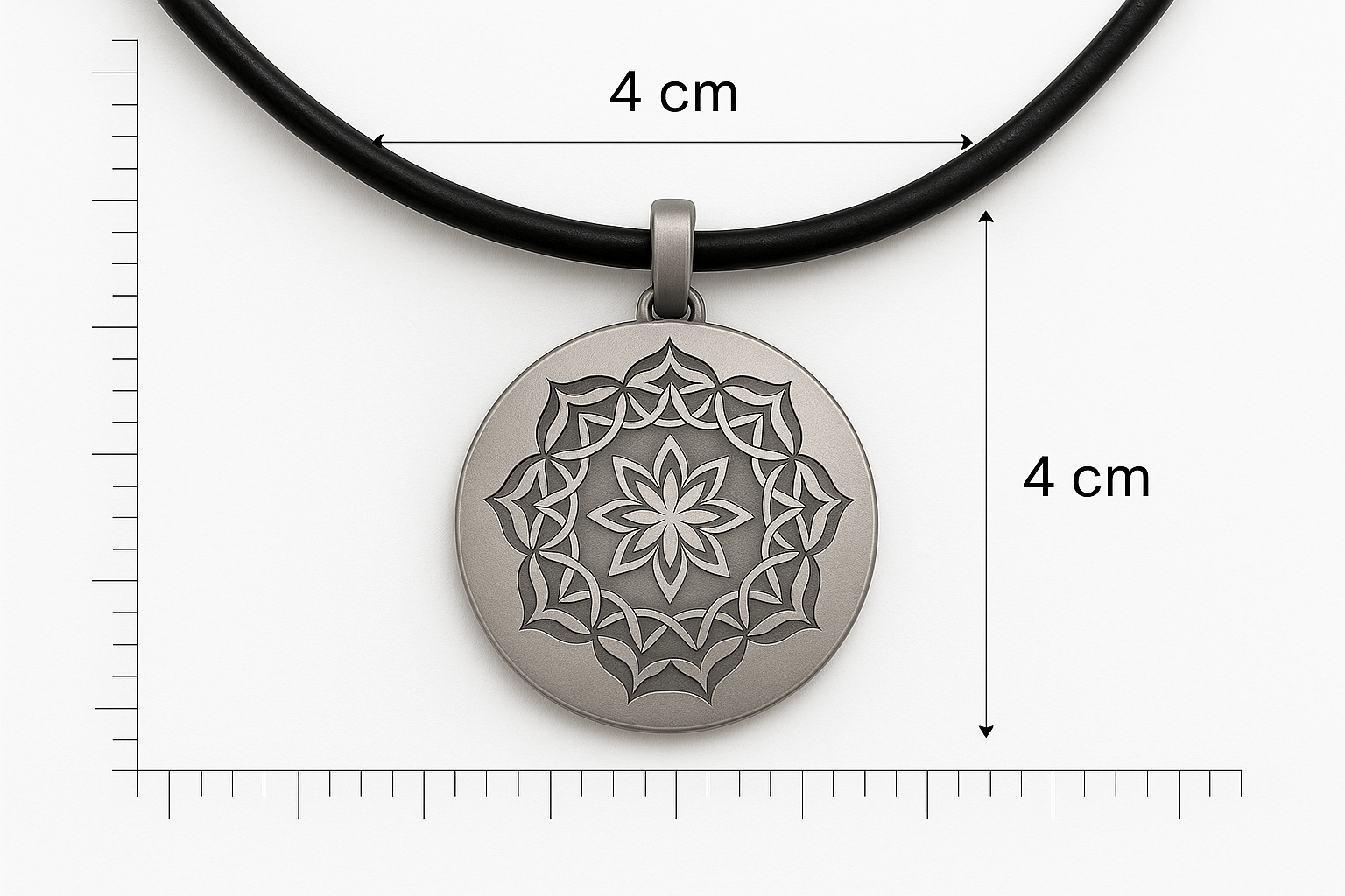 Sterling Silver Signature Pendant - Handcrafted Necklace Charm S201825 - Rosa argento