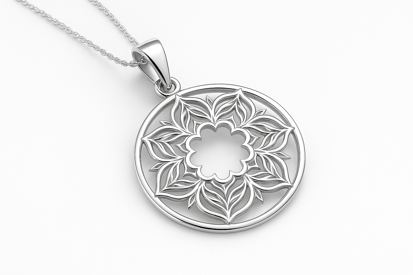 Sterling Silver Pendant - Handcrafted Necklace Charm S201925 - Rosa argento