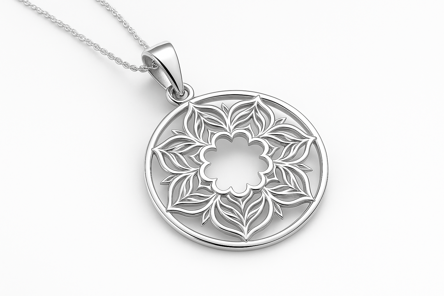 Sterling Silver Pendant - Handcrafted Necklace Charm S201925 - Rosa argento