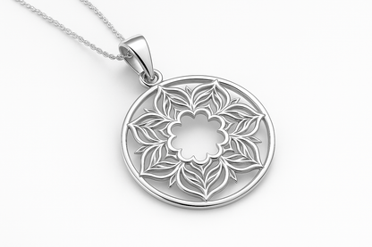 Sterling Silver Pendant - Handcrafted Necklace Charm S201925 - Rosa argento