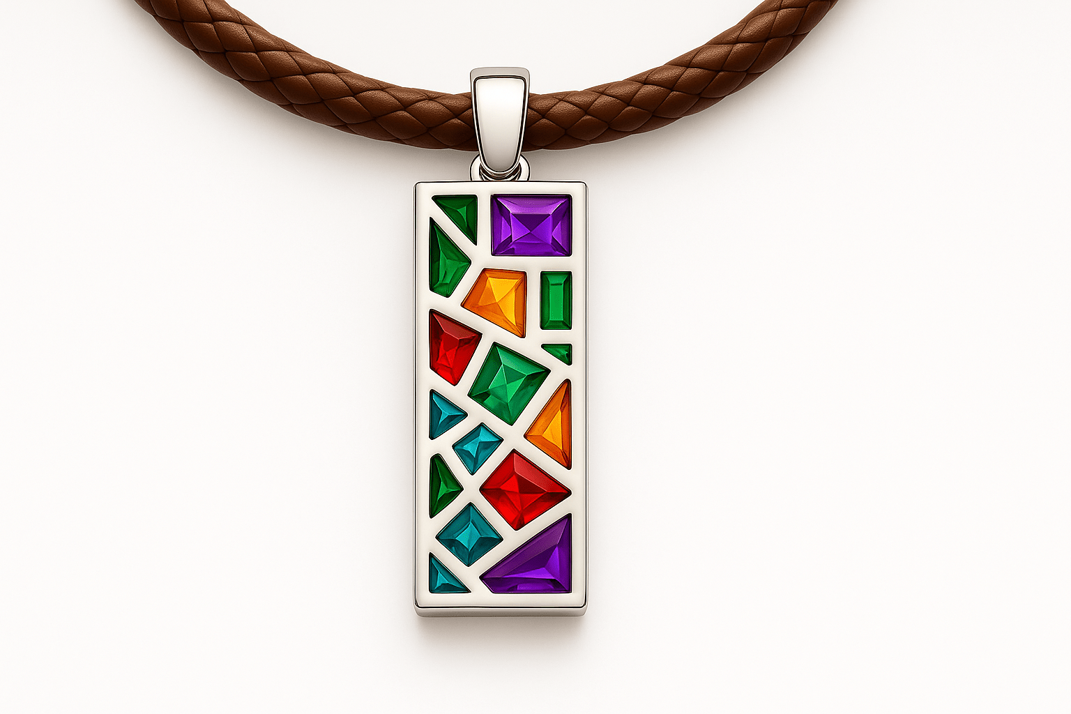 Mp1 Silver Rainbow Mosaic Pendant - Premium Quality S201125 - Rosa argento