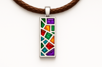 Mp1 Silver Rainbow Mosaic Pendant - Premium Quality S201125 - Rosa argento