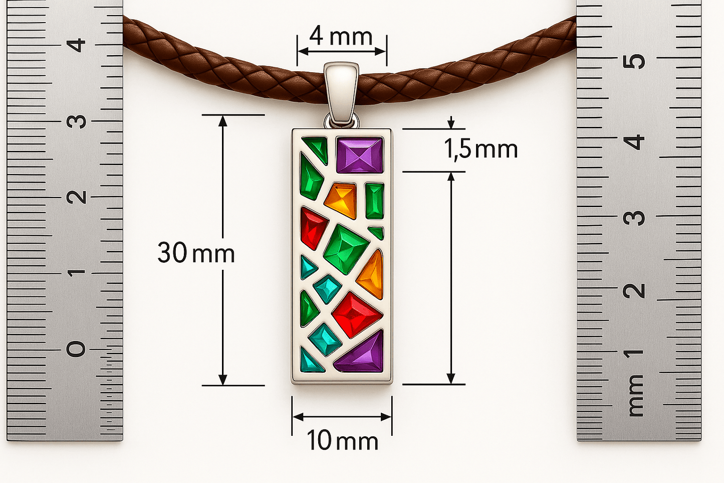 Mp1 Silver Rainbow Mosaic Pendant - Premium Quality S201125 - Rosa argento