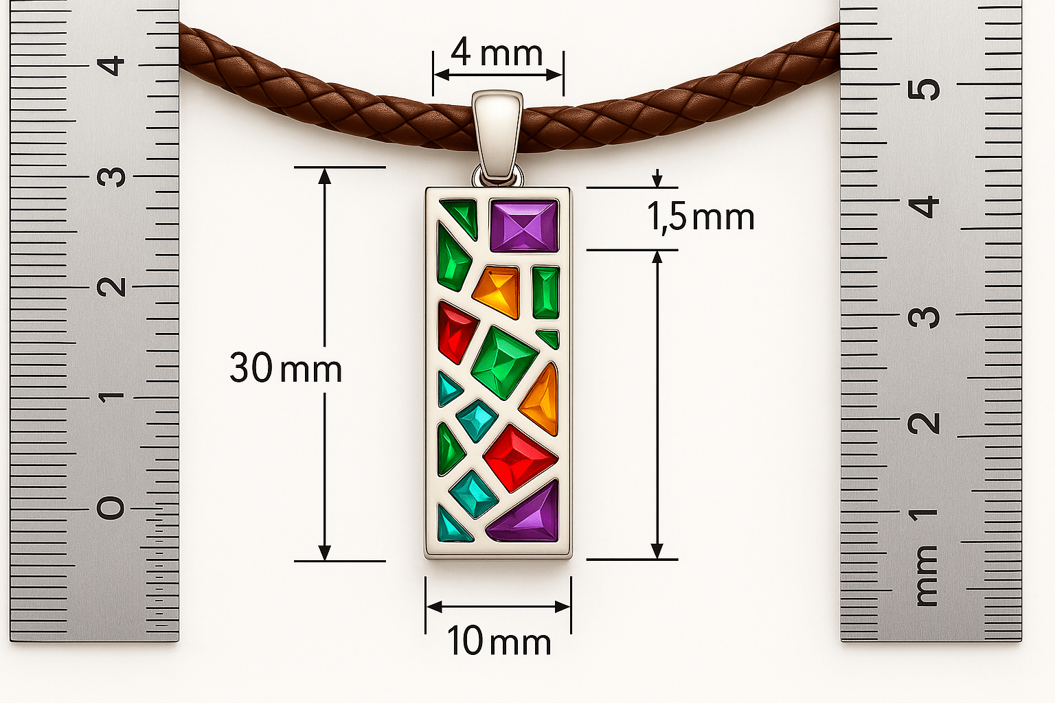 Mp1 Silver Rainbow Mosaic Pendant - Premium Quality S201125 - Rosa argento