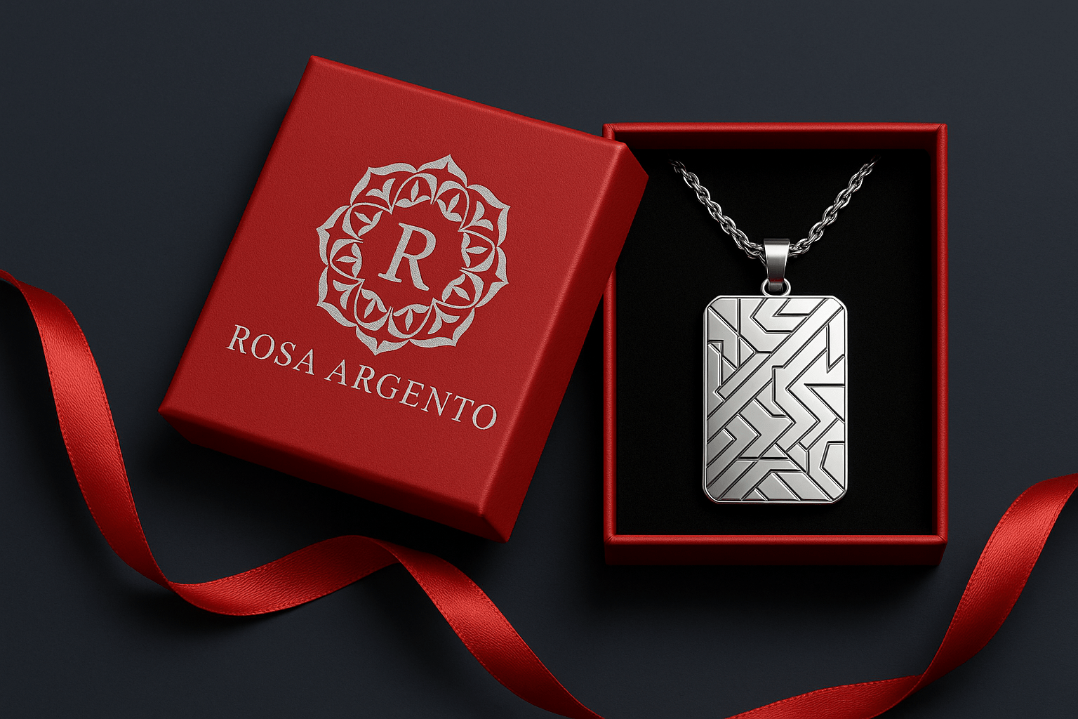 Sterling Silver Pendant - Handcrafted Necklace Charm S202225 - Rosa argento