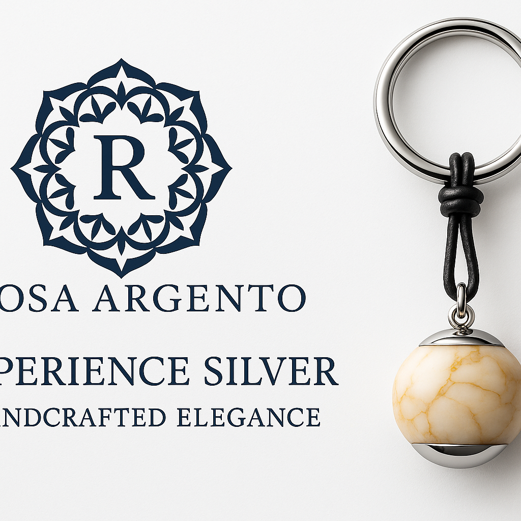 Rosa Argento Beige Marble Keychain Banner