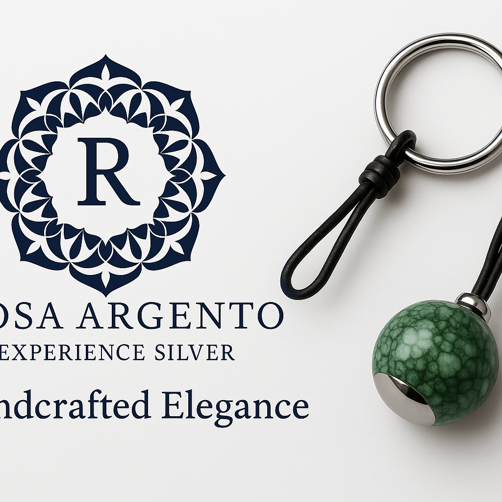 Kmg2 Silver Green Marble Stone Keychain - Premium Quality S500225 - Rosa argento