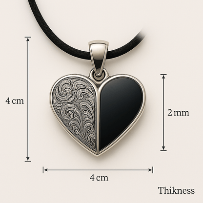 Rosa Argento Silver Heart Pendant with Black Inlay - 925 Sterling Silver - S201625 - Rosa argento