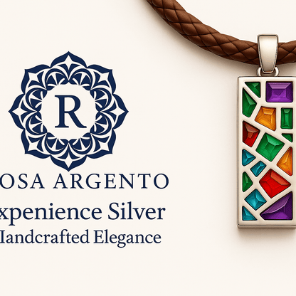 Mp1 Silver Rainbow Mosaic Pendant - Premium Quality S201125 - Rosa argento