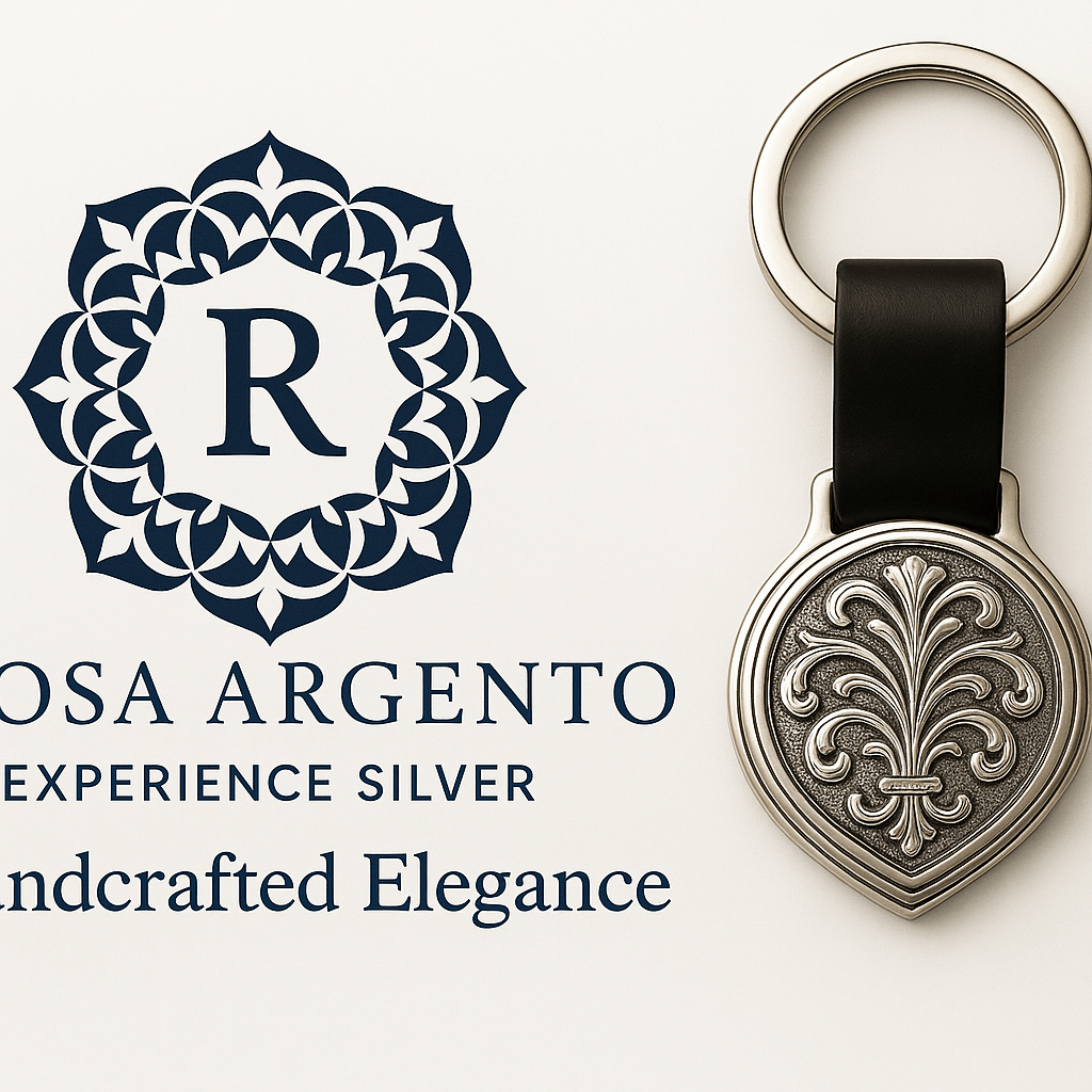 Kms2 Silver Teardrop Keychain with Leaf Pattern - Premium Quality S500925 - Rosa argento