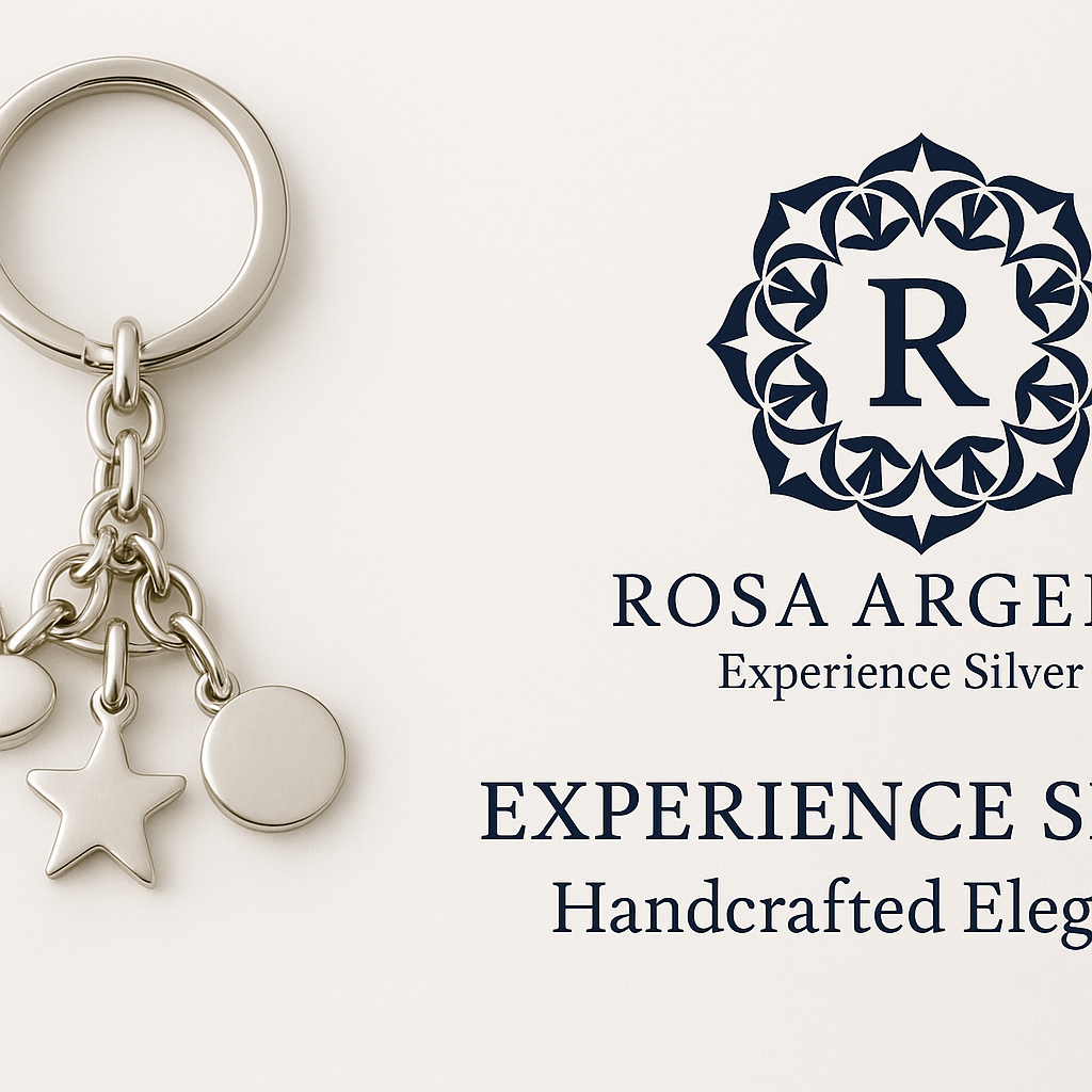 Rosa Argento Triple Pendant Keychain Banner