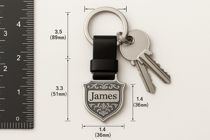 Km3 Silver Shield Keychain with Custom Engraving - Premium Quality S501025 - Rosa argento