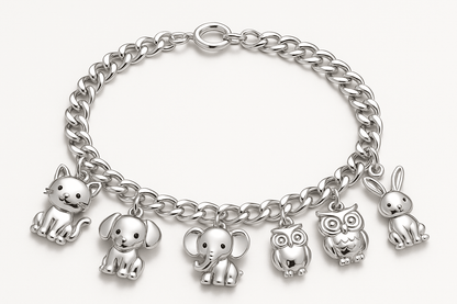 C6c charm bracelet S301325 - Rosa argento