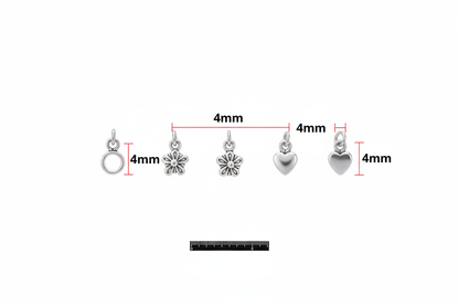 Silver Ankle Bracelet with Charms & Toe Ring Set - Handcrafted Anklet S800125 - Rosa argento