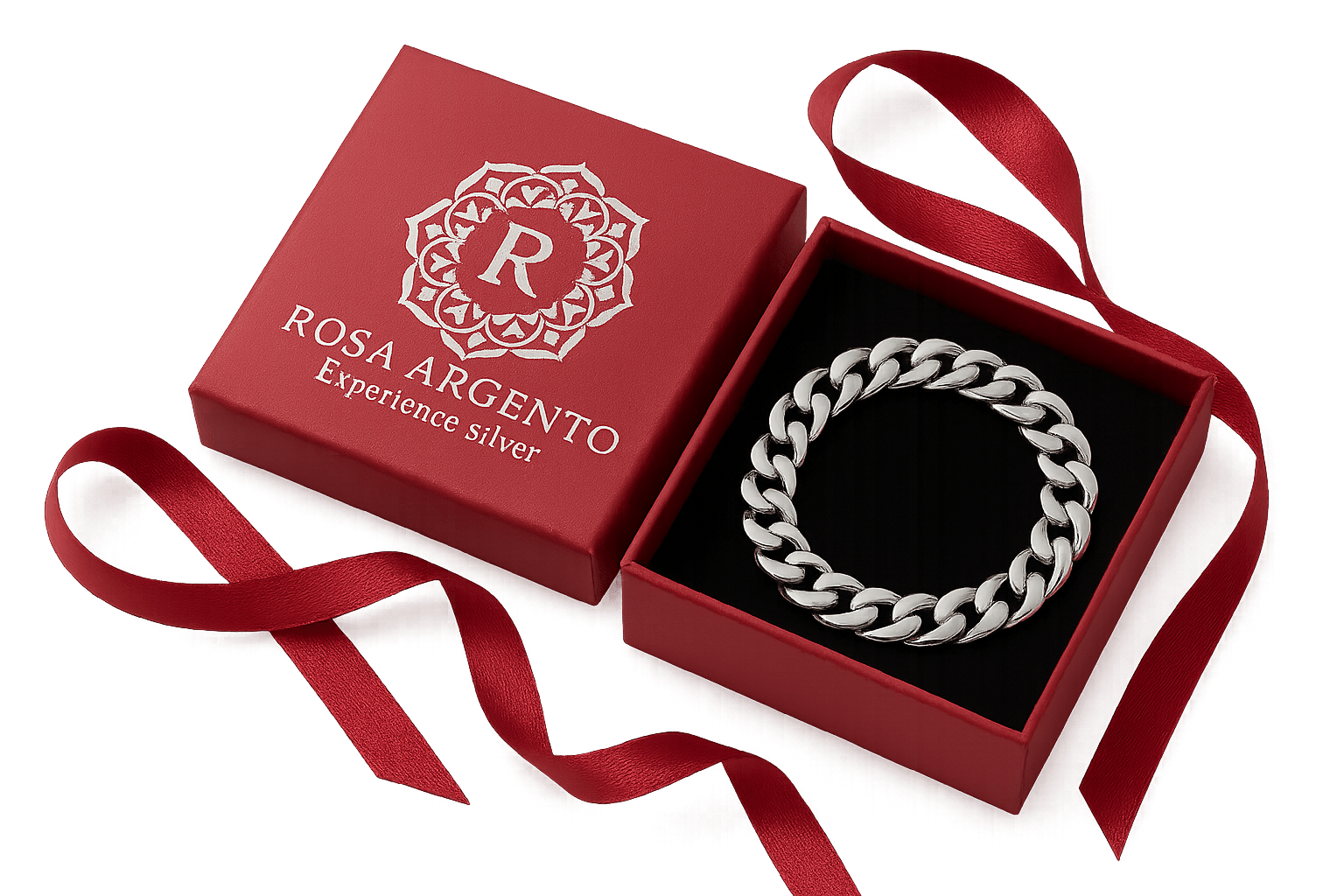 Sterling Silver Bracelet - Handcrafted Jewelry S301925 - Rosa argento