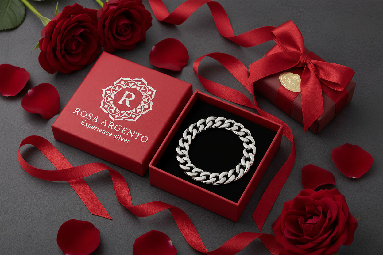 Silver Curb Chain Bracelet Luxury Gift