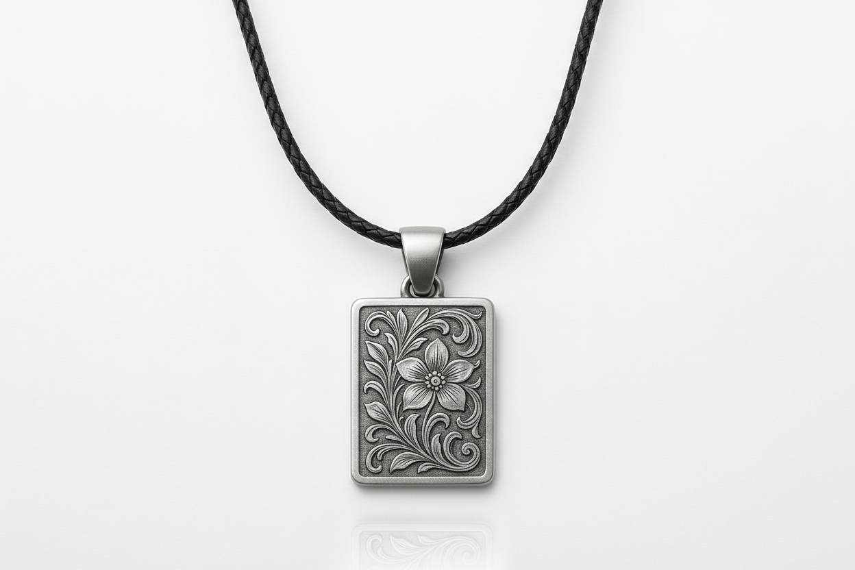 Silver Psr23 pendant on black leather cord