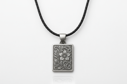 Silver Psr23 pendant on black leather cord